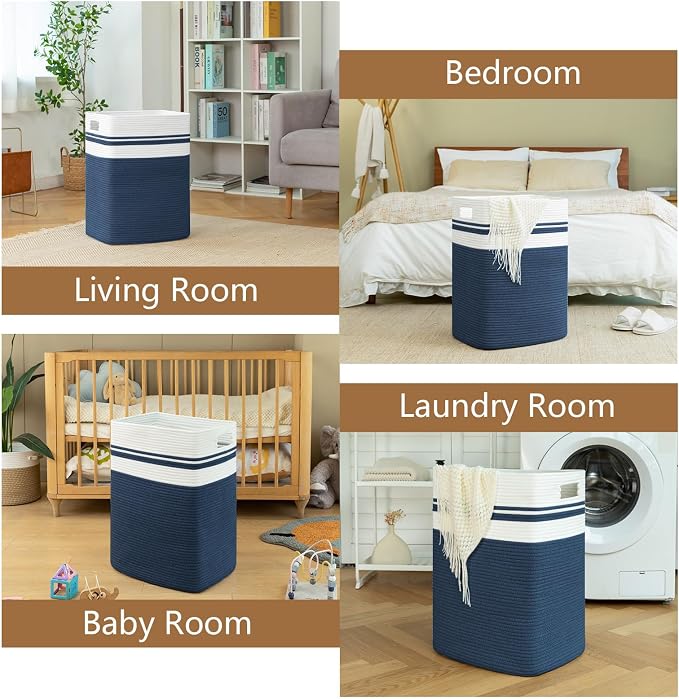 OIAHOMY Laundry Hamper-Laundry Basket, Tall Cotton Storage Basket - Image 7