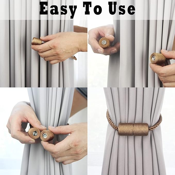 4 Pack Strong Magnetic Curtain Tiebacks Outdoor Elegant Decorative Tie Backs - Image 4