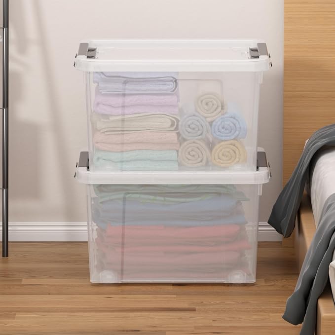 4-Pack 50 Quart Large Clear Storage Box, Plastic Storage Latch Bin - Image 6