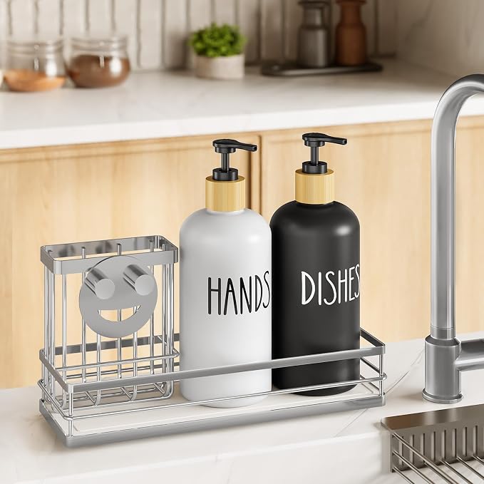 Moforoco Kitchen Dish Soap Dispenser Set, 16OZ Glass Bottle, Hand and Dish Soap - Image 7