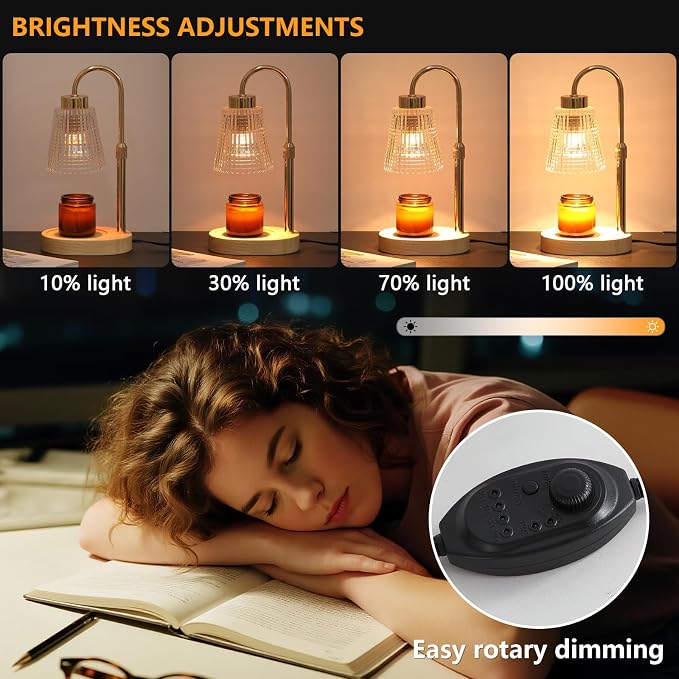 Gold Candle Warmer Lamp with Timer and Dimmer, Fragrance Electric Wax Melt - Image 7