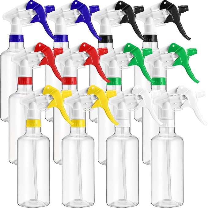 Eccliy 12 Pcs 16 Oz Plastic Spray Bottle, Adjustable Empty Reusable Sprayer by Eccliy