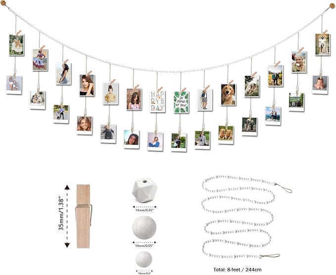 8 Feet Wooden Beads Garland by Yudarte