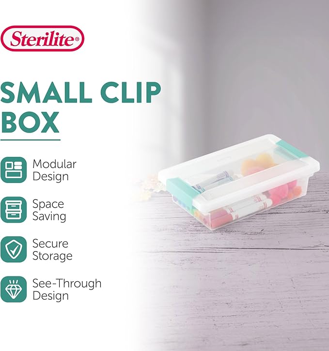 Sterilite 12-Pack Clip Box, Stackable Clear Plastic Bins - Image 2