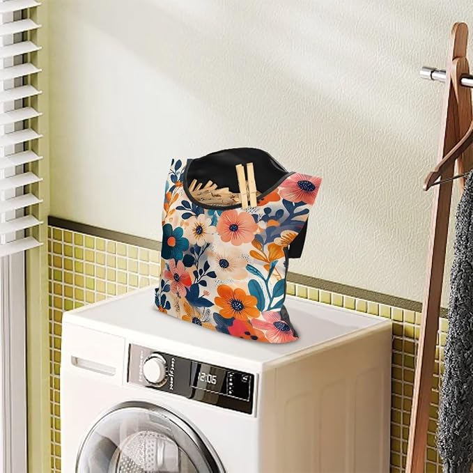 Colorful Gorgeous Flowers Rotatable Clothespin Storage Bag - Image 3