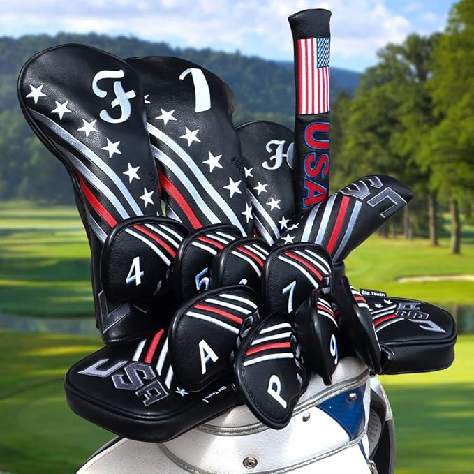 Big Teeth Golf Cover USA Stripe and Star Headcover Covers, Driver Fairway Wood - Image 6