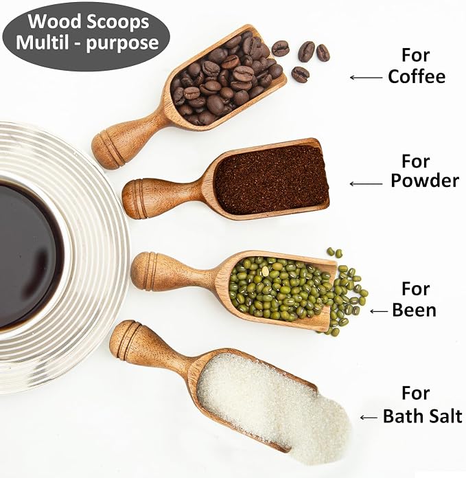 Wooden Scoops for Canisters 4PCS Acacia Wooden Scoop for Jars Small Wood Scoops - Image 5