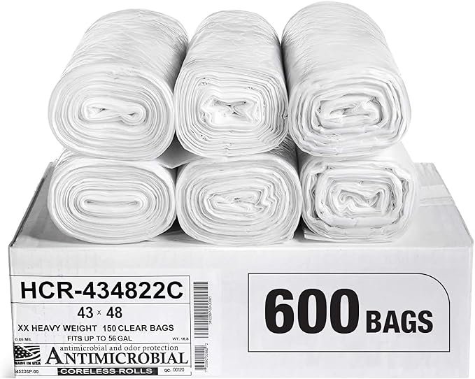 Aluf Plastics High Density Trash Bags, 56 Gallon, 22 Micron, by AlufPlastics