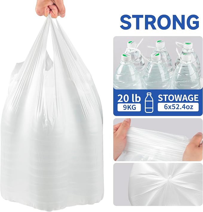 Small Trash Bags with Handles 4 Gallon 200 Count White - Image 5