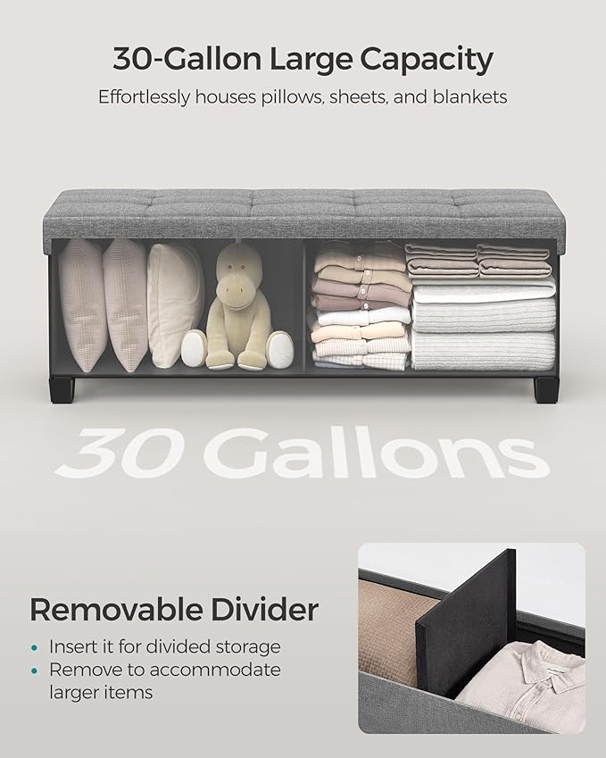 SONGMICS Storage Ottoman Bench, Foldable Foot Rest - Image 5