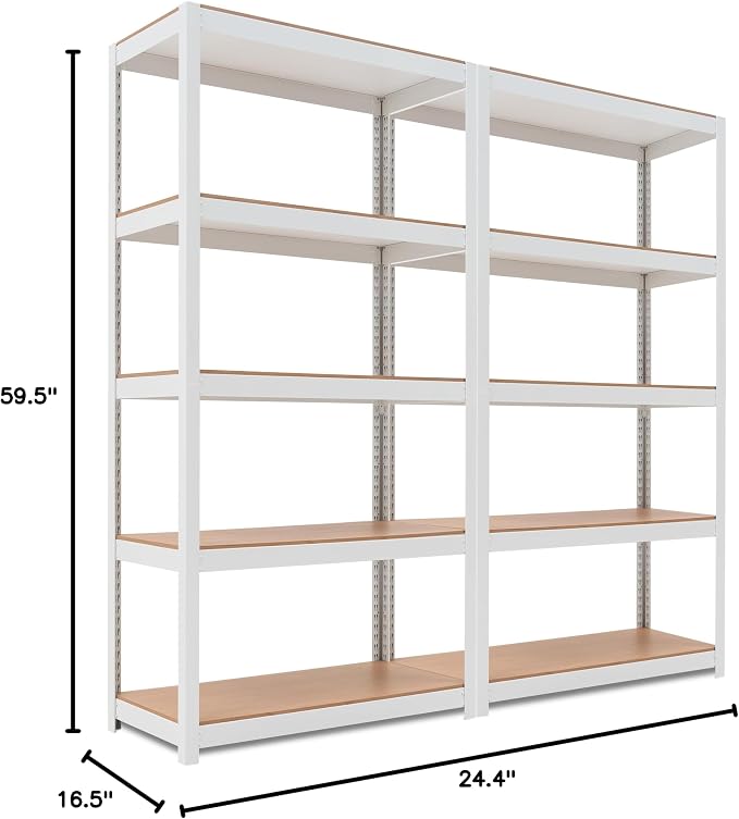 HOMEDANT House 5-Tier Laminated Metal Shelving Unit Adjustable Storage Utility - Image 2