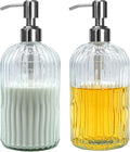 Clear Glass Soap Dispenser 18 oz, 2 Pack Hand Dish Soap Dispensers Bathroom by Tobeautyyourlife