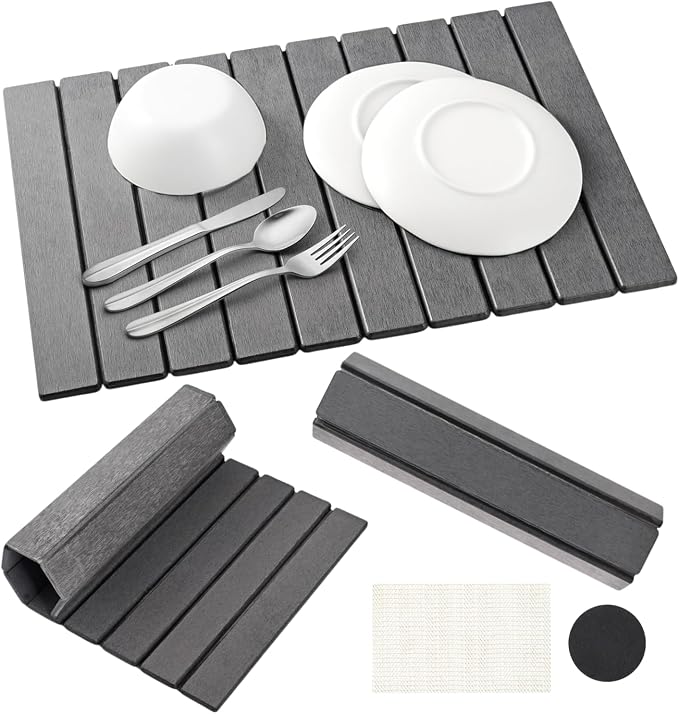 Large Stone Dish Drying Mats for Kitchen Counter, Foldable Quick Drying Mats by FulFillia