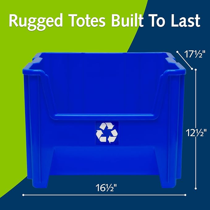 Commercial Industrial Heavy Duty Stackable Open-Front Recycling Bin Box - Image 5
