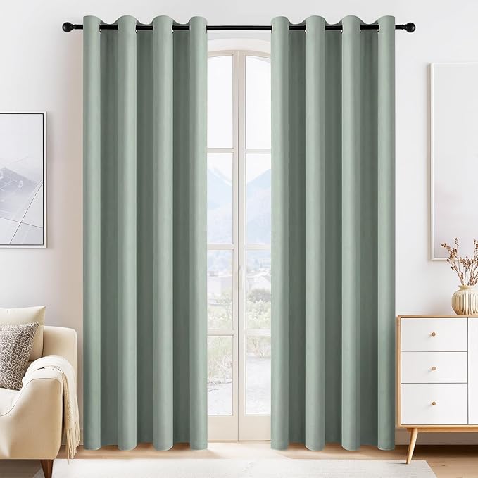 PONY DANCE Sage Green Blackout Curtains by PONYDANCE