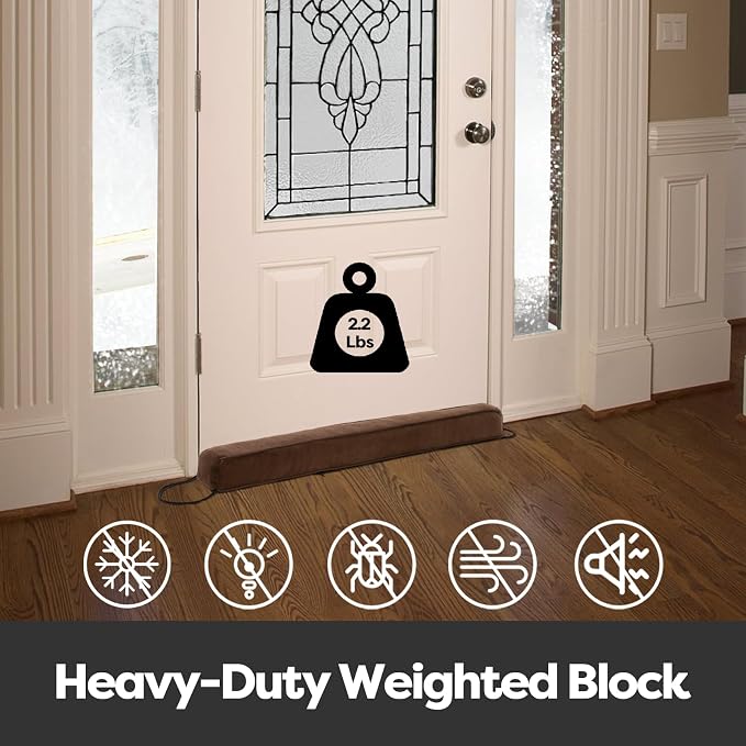 Weighted Door Draft Stopper for Front Door, for Exterior, Back Door, Fits Door - Image 4