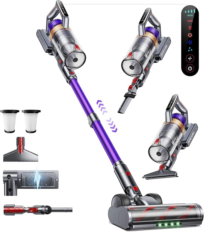 Cordless Vacuum Cleaner, 600W 50KPA 65 Mins Vacuum Cleaners by INTETURE