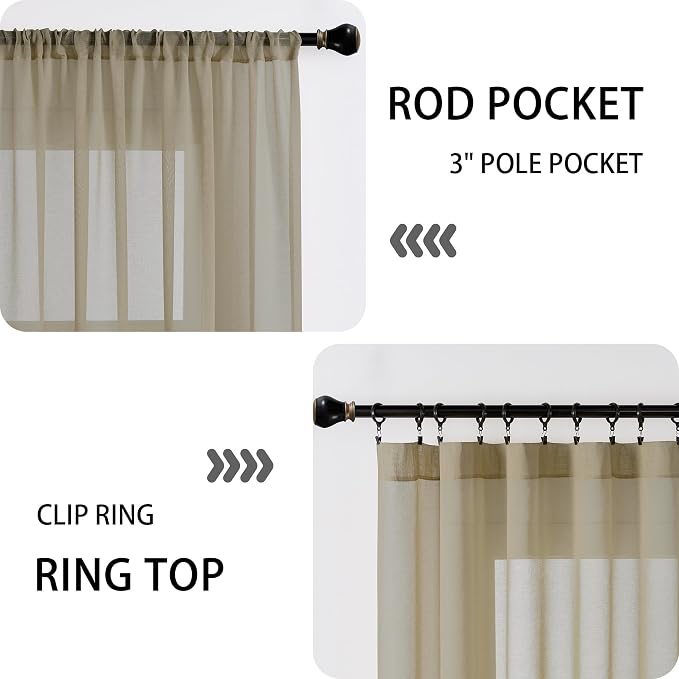 Tollpiz Sheer Door Curtain Closet Linen Textured Curtains Sheer Doorway Light - Image 5
