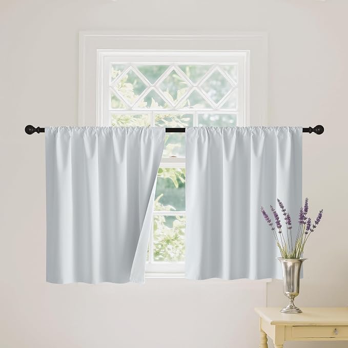 RYB HOME White Short Blackout for Small Window 48 inches Length, Thermal by RYBHOME