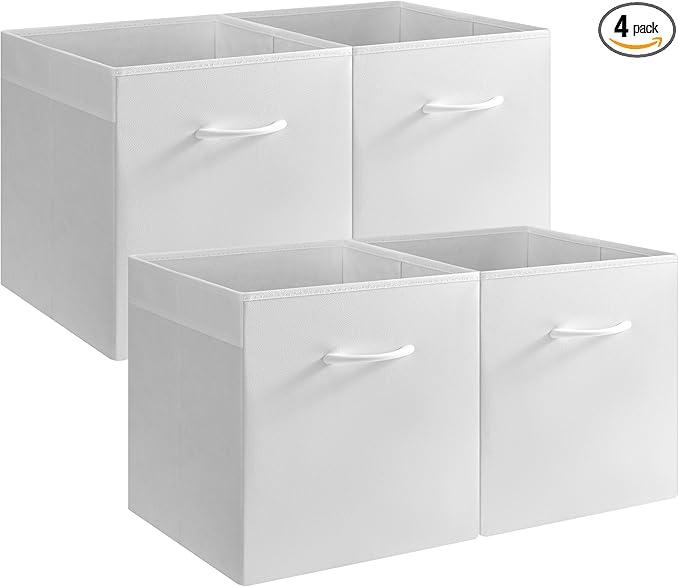 StorageWorks White Storage Cubes, 13-inch Leather Bins by StorageWorks