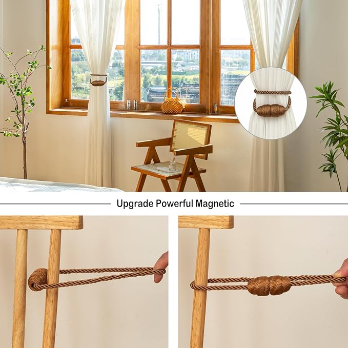 Magnetic Rope Curtain Tiebacks 6 Pack Holders - Image 4