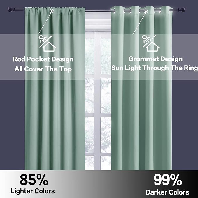 RYB HOME Room Darkening Kitchen Curtains, Farmhouse Small Window Drapes Rod - Image 5