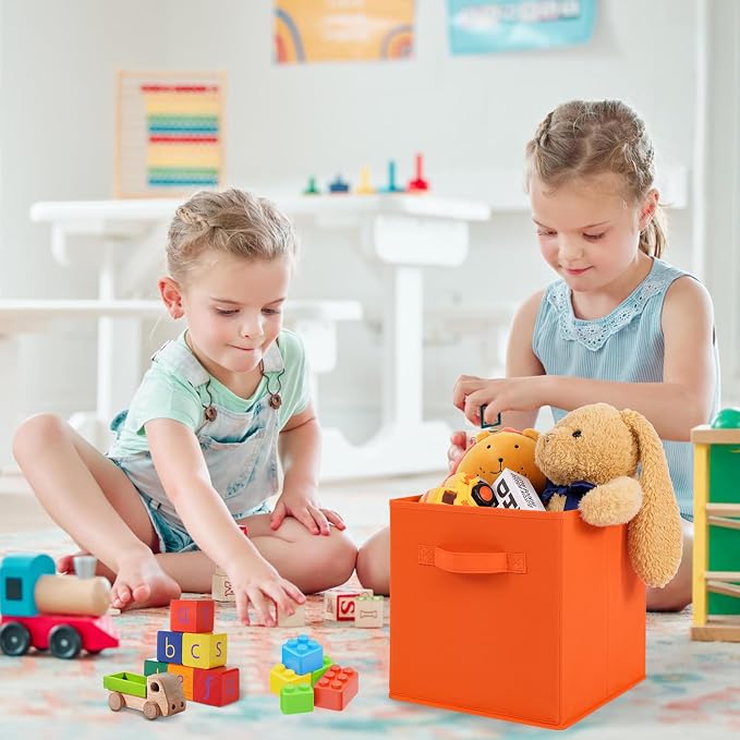 Stero 13x13x13 Inch Fabric Storage Bins 6 Pack Fun Colored Durable Storage Cubes - Image 5