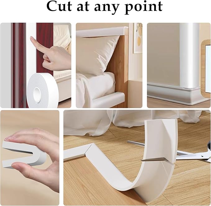 Weather Stripping Door Seal White, Self Adhesive Foam Tape, Window Insulation - Image 6