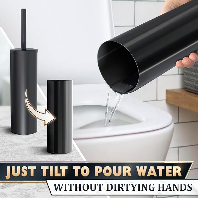 Black Toilet Brush and Holder Set - Image 8