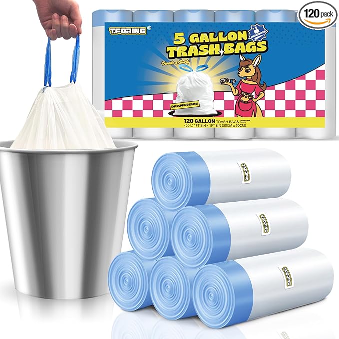 5 Gallon Trash Bags Drawstring 1.1 Mil by TFORING%C2%AE