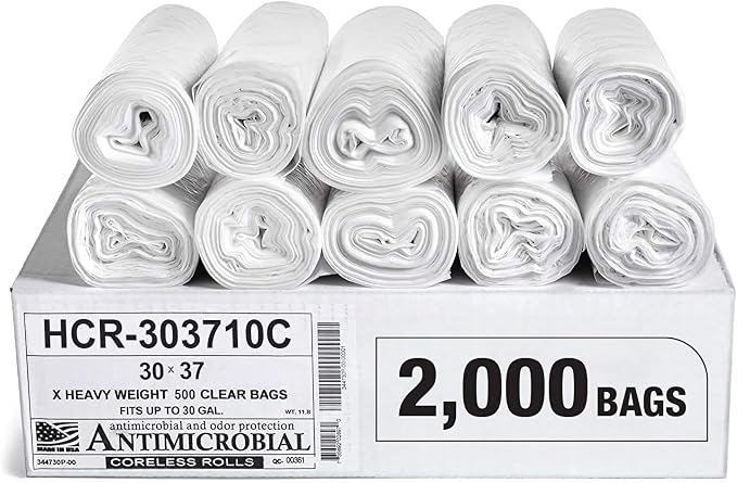 Aluf Plastics High Density Trash Bags, 30 Gallon, 10 Micron, by AlufPlastics