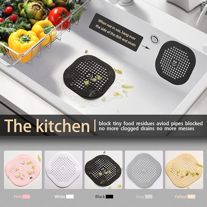 2 Pack Drain Hair Catcher Silicone Bathroom Accessories Shower Drain Protector - Image 4