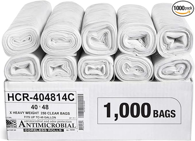 Aluf Plastics High Density Trash Bags, 45 Gallon, 14 Micron, by AlufPlastics