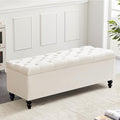 Storage Ottoman 50.2 Inches Upholstered Fabric Storage Ottoman Bench，Button by LivingGiving