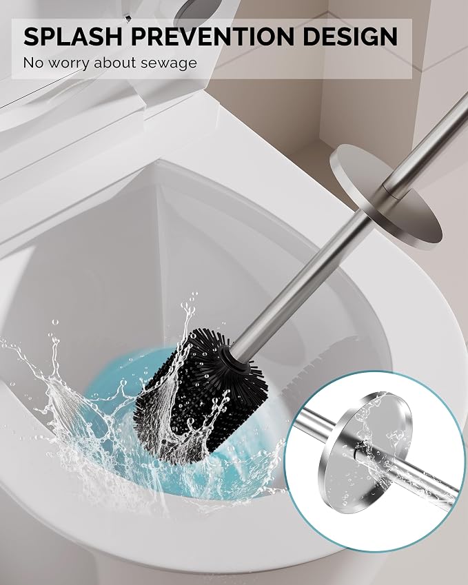 Toilet Brush and Holder Set, 2 Pack Stainless Steel Toilet Bowl Brush - Image 4