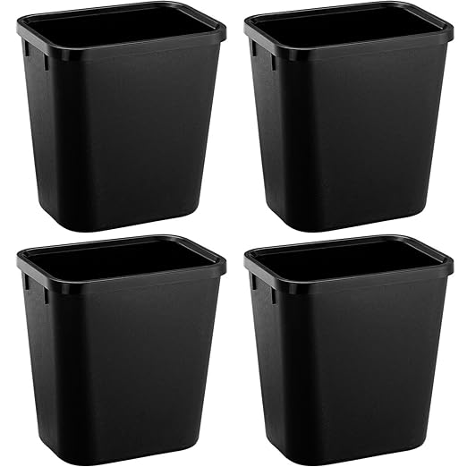 Black Small Trash Can 4Pack, 2Gallon/8 L Plastic Office Trash Can Garbage Can by Halyuhn