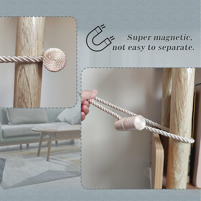 Hion Magnetic Curtain Tiebacks Gray Blue 2pcs, Curtain Tiebacks Buckles - Image 7