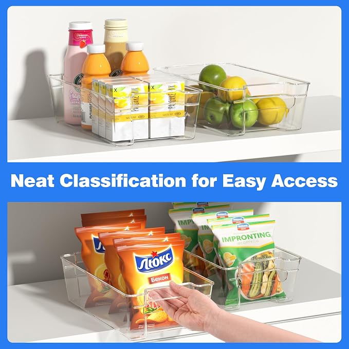 Clear Refrigerator Storage Bins, 8-Piece Set, Stackable Kitchen Organizer - Image 3