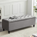 Storage Ottoman 50.2 Inches Upholstered Fabric Bench，Button Tufted by LivingGiving