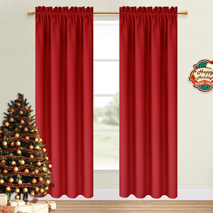 DWCN Christmas Blackout Curtains Room Darkening Thermal Insulated Bedroom by DWCN