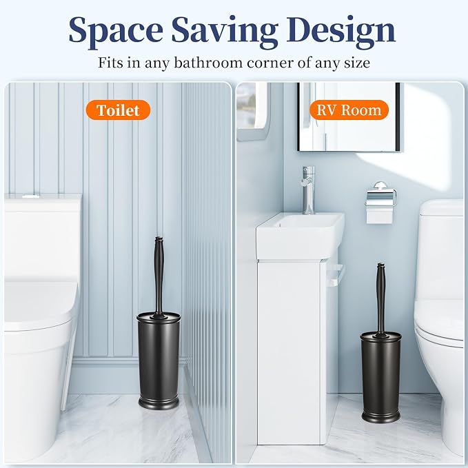 Toilet Bowl Brush Holder Set: 2 Pack Modern Deep Cleaning Bathroom Toilet - Image 6