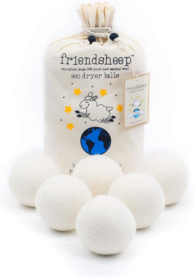 Friendsheep Wool Dryer Balls, Organic Reusable Fabric Softener Alternative by Friendsheep