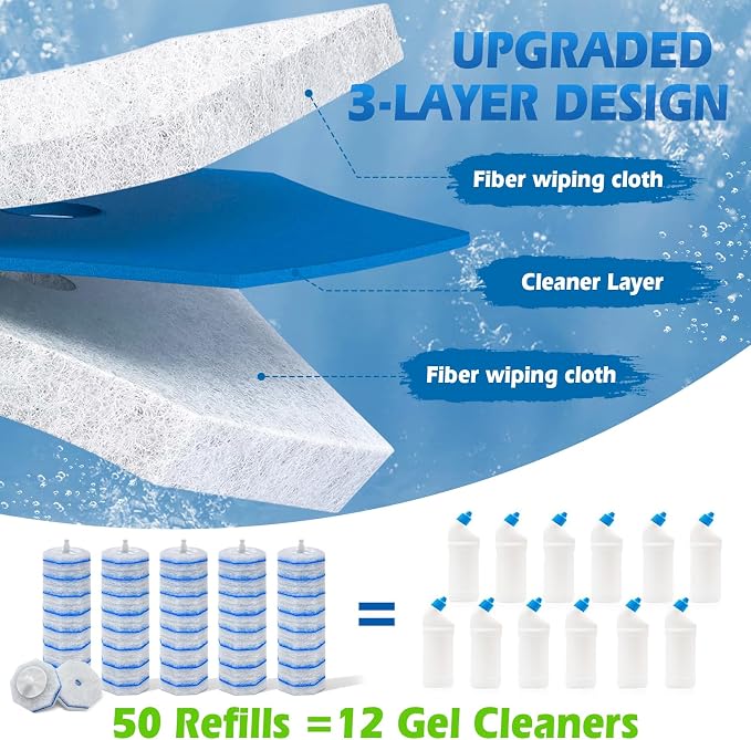 50 Count Upgraded Toilet Wand Refills | 2X Cleaning Power Toilet Bowl Cleaners - Image 5