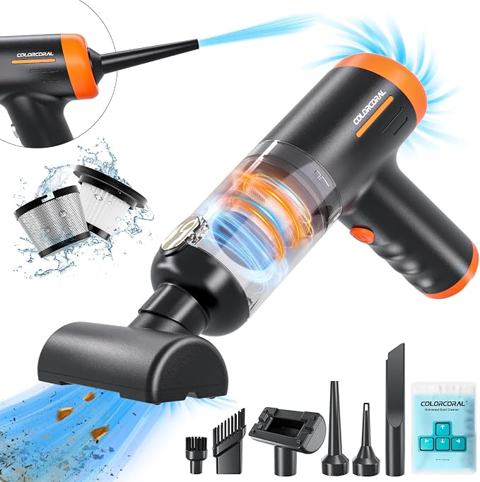 COLORCORAL Handheld Vacuum Cordless Rechargeable 16000Pa High Power Car Vacuum by ColorCoral