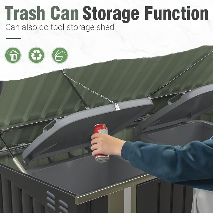 Greesum 5.8x3.3 FT Outdoor Storage Shed Metal Garbage Shed - Image 7