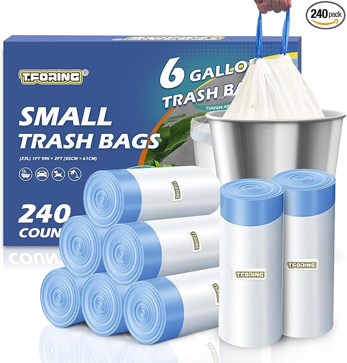 240 Count 6 Gallon Trash Bags Drawstring by TFORING%C2%AE