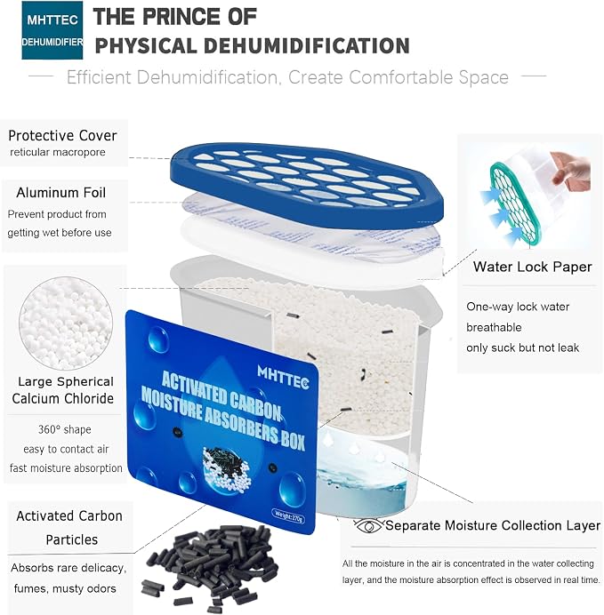 Moisture Absorbers Boxes with Activated Charcoal 4 Pack 245g Dehumidifiers - Image 3