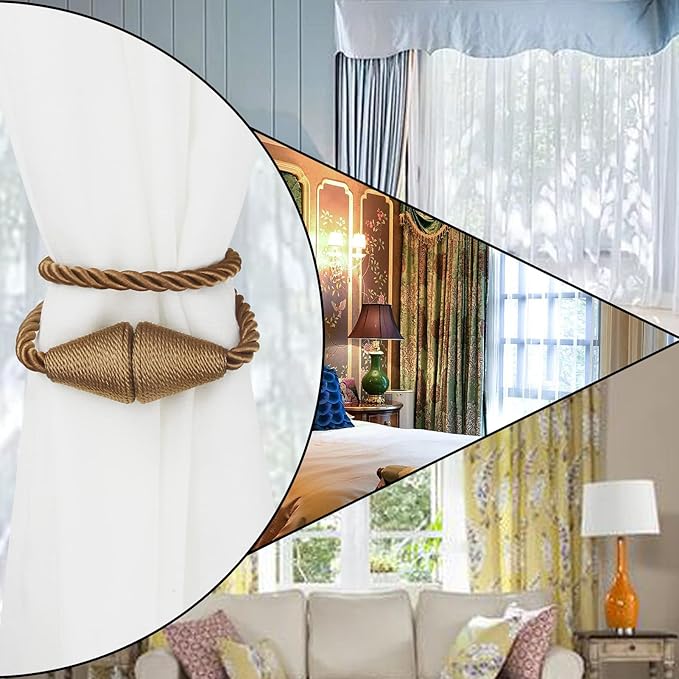 6 Pack Magnetic Curtain Tiebacks Rope Modern Handmade Curtain Tie Backs - Image 6