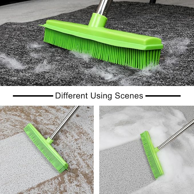 Rubber Broom and Dustpan Set, Pet Hair Removal Rubber Broom - Image 9