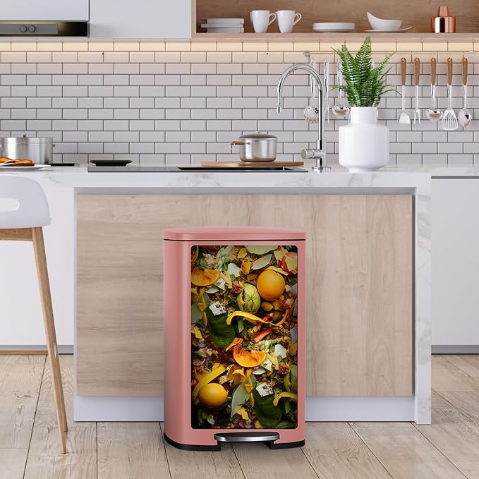 8 Gal Kitchen Trash Can, 30L Recycling or Garbage Bin, Brushed Stainless Steel - Image 6
